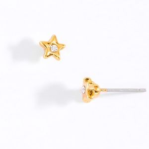 Gold plated post earrings and stone in crystal tone